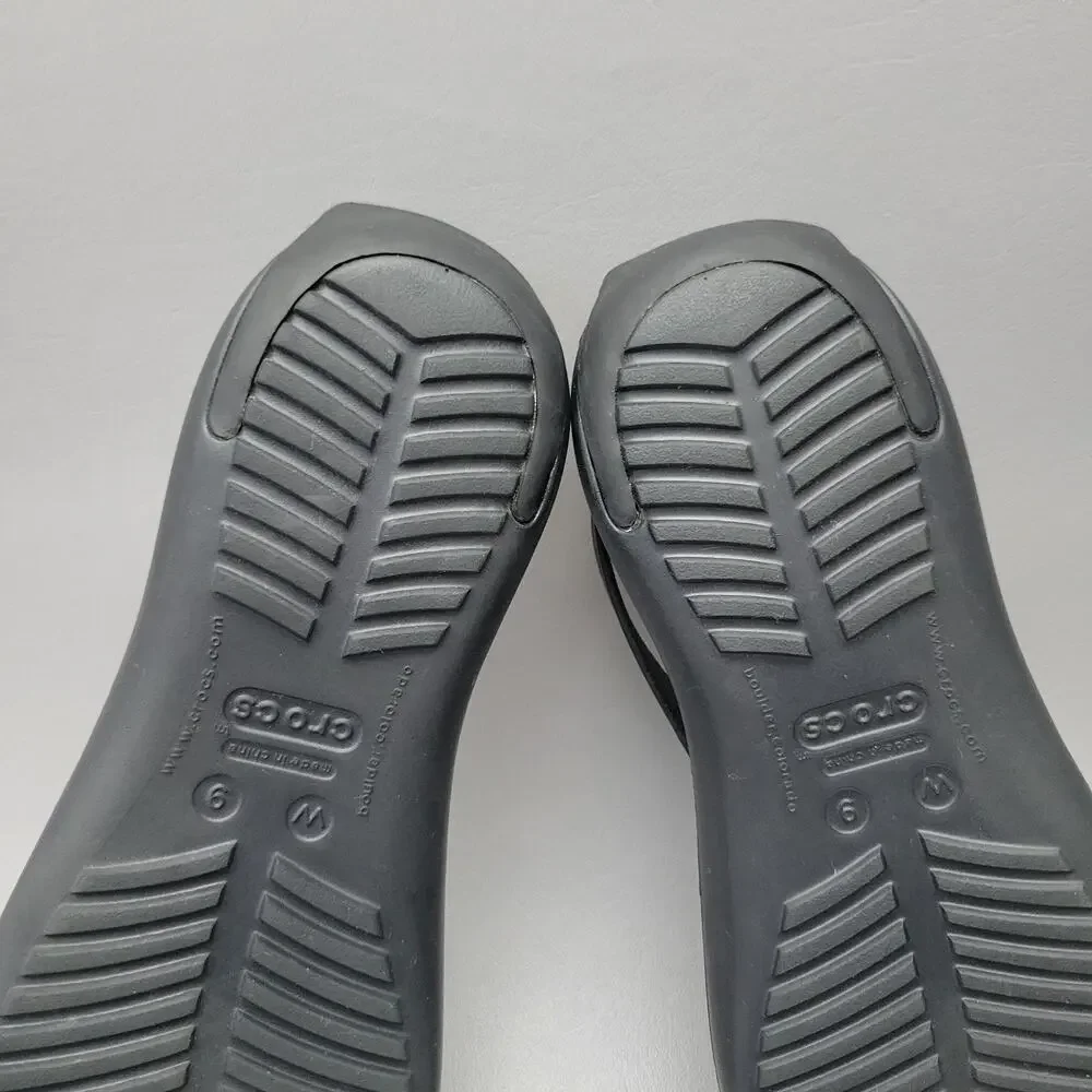 Crocs Womens Serena Sexy Flip Flop Sandal Size 9 Slingback Thong Black Shoe